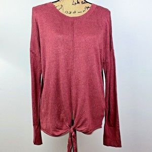 Olive & Oak Light Burgundy Rust Front Tie Sweater Long Sleeves Pullover Women XL